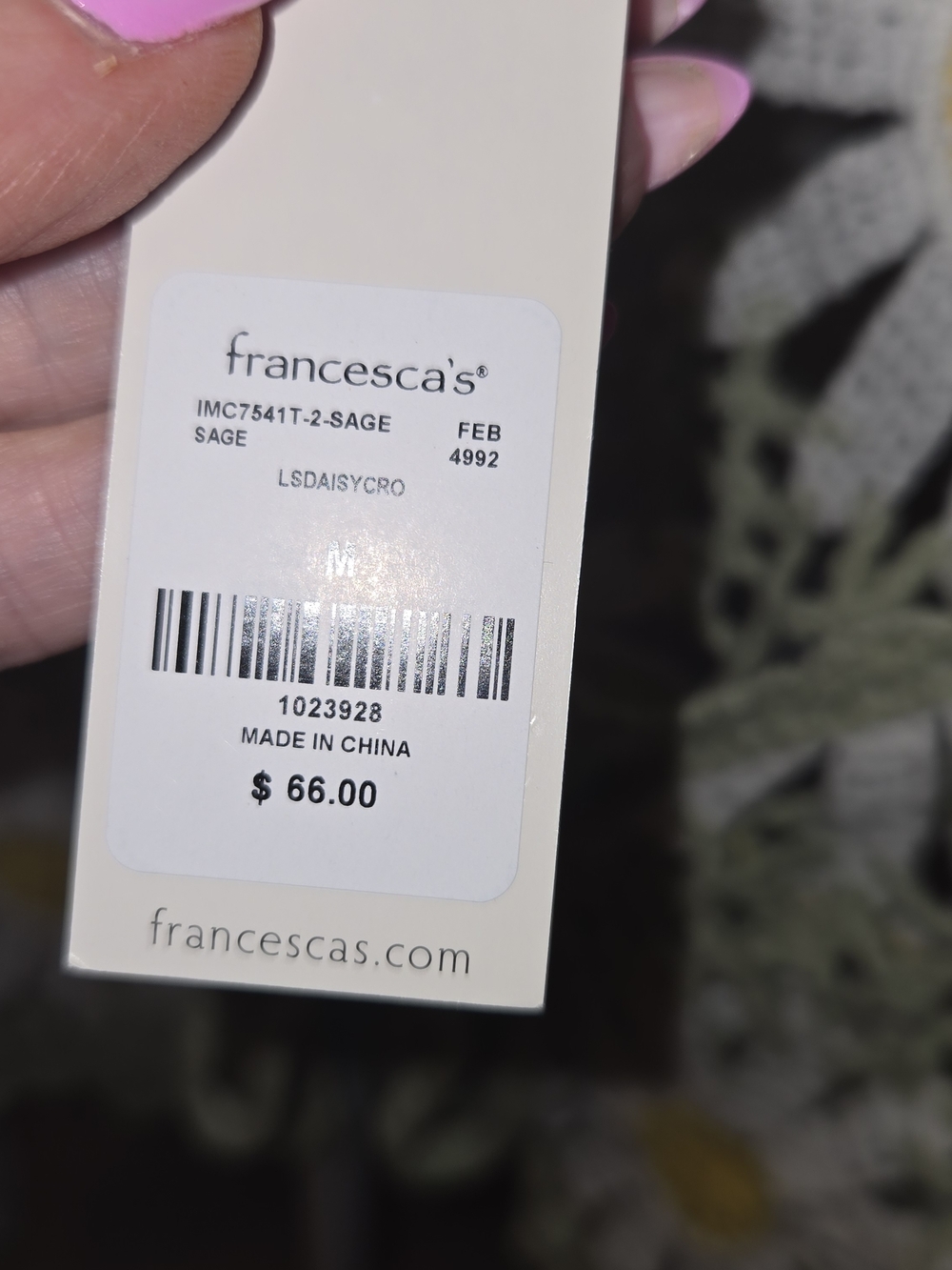 NWT Francesca's Crochet Daisy Crop Top in Light Green, White & Yellow Size M - Picture 5 of 7